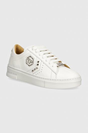 Kožené sneakers boty Philipp Plein Lo-Top Arrow Force bílá barva, WSC2751 PLE005N 0101