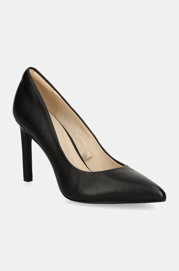 Kožené lodičky Calvin Klein HEEL PUMP 90 LTH černá barva, HW0HW02171