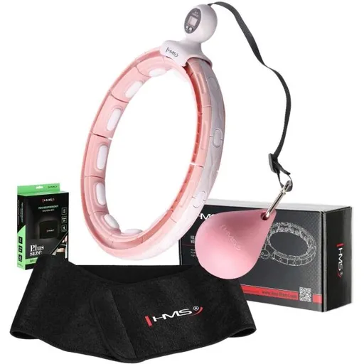 HMS SET HHM15 + BR163 PLUS SIZE Sada masážní obruče se závažím a zeštíhlujícího pásu, růžová, velikost