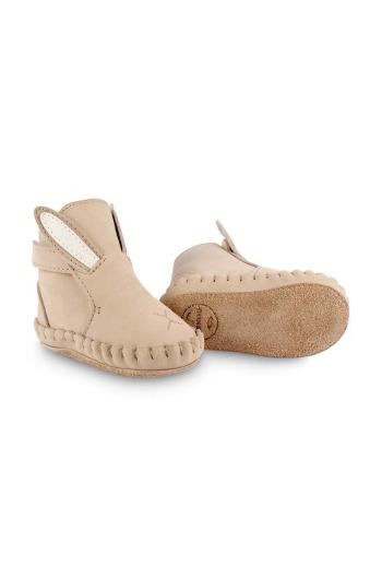 Kojenecké kožené boty Donsje Kapi Classic Booties Bunny béžová barva, 1028002