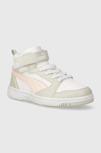 Dětské sneakers boty Puma Rebound V6 Mid AC+ PS šedá barva