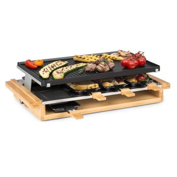 Klarstein Tournedo, raclette gril, 1200 W, litý hliník, pro 8 osob, dřevěný dekor