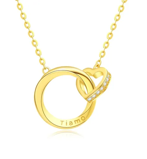 MOISS Romantický pozlacený náhrdelník Srdce ETERNITY N0000870