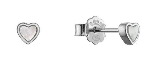 Evolution Group - Pavona Minimalistické stříbrné náušnice Srdíčka s perletí 11707.1