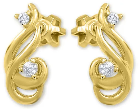 Soliter Jemné náušnice ze žlutého zlata s krystaly 239 001 01073