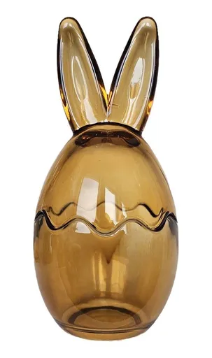 Světle hnědá skleněná dóza vajíčko s oušky Rabbi - Ø 8*17 cm 823253_světle hnědá