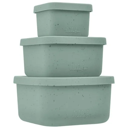 KikkaBoo Sada boxů na svačinu 3 ks Platinum Silicone Sage