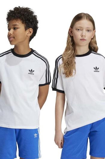 Dětské bavlněné tričko adidas Originals 3STRIPES TEE bílá barva, s aplikací, JE0515