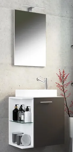 VCM 3dílné umyvadlo pro hosty Hausa se zrcadlem, antracitová