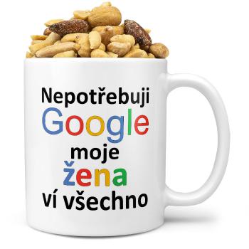Hrnek Google - Žena (Náplň hrníčku: Směs slaných oříšků)
