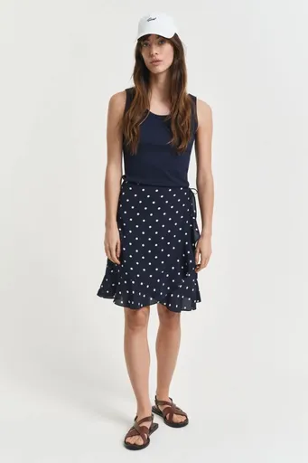SUKNĚ GANT DOT PRINT FRILL SKIRT EVENING BLUE