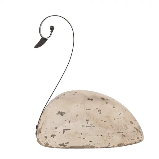 Bílá antik dřevěná dekorace Labuť Swan Rustic L - 25*11*27 cm Clayre & Eef