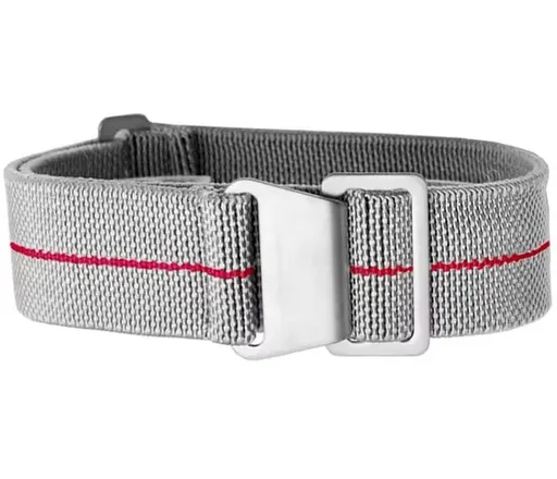 Elastický nylonový řemínek, šedý-červená (motiv 60) - 20 mm
