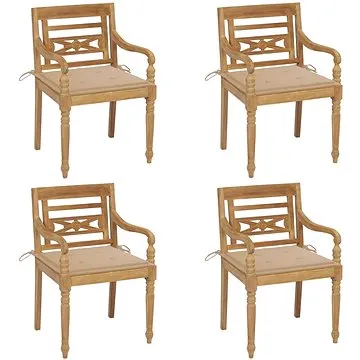 SHUMEE Židle zahradní BATAVIA s poduškami, teak 3073298 - 4ks v balení (3073298)