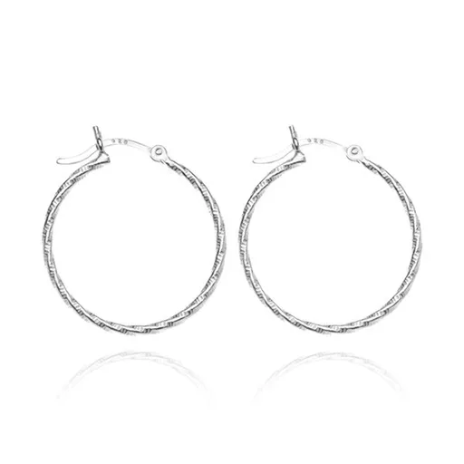 Stříbrné kruhové náušnice 925 - točená linie se zářezy, 19 mm