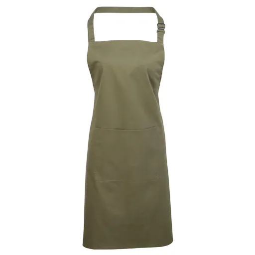 Premier Workwear Kuchyňská zástěra s laclem a kapsou - Olivová