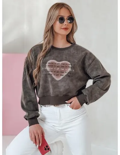 Dámská oversize mikina tie-dye se srdcem DESSER grafitová