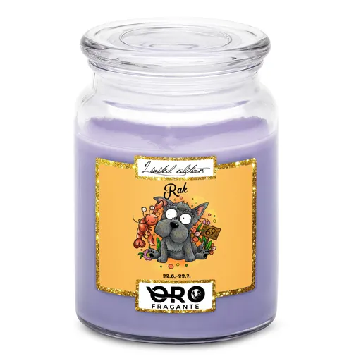 Svíčka Psí znamení – rak (Vůně svíčky: Levandule)