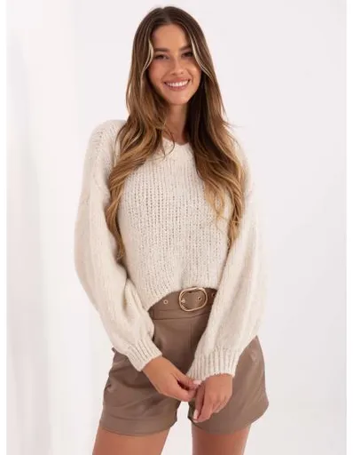 Světle béžový oversize svetr v jednobarevném provedení