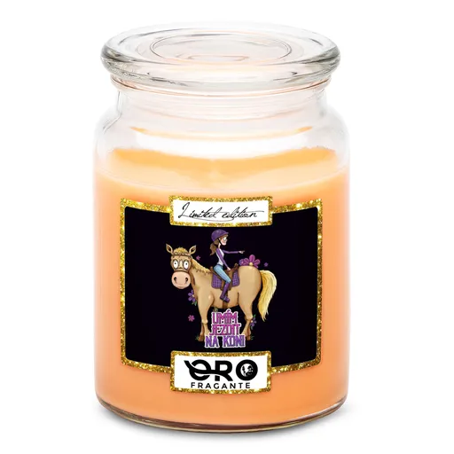 Svíčka Umím jezdit na koni (Vůně svíčky: Tropické ovoce)