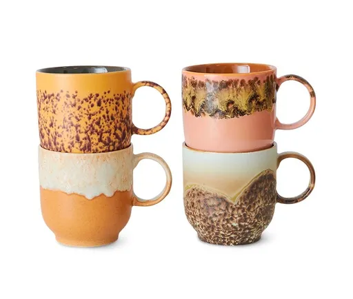 Set 4ks hrnek Coffee 70s Lush - 10*7*8cm / 250 ml  KST0006