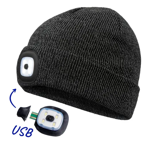 Cerva Čepice se světlem DEEL LED - Reflexní černá