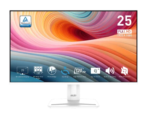 MSI monitor PRO MP251W E2 24,5" IPS/FHD/120Hz/1ms/HDMI/DP/VGA/bílá