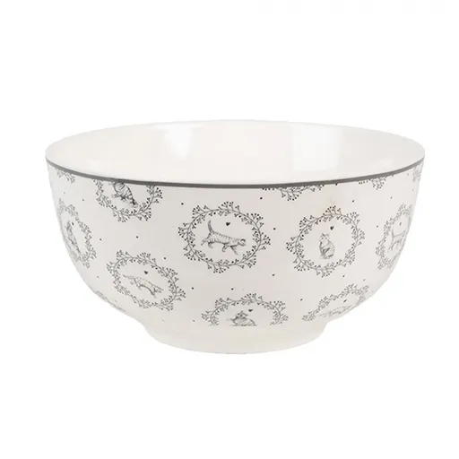 Porcelánová miska s kočičkami Lovely Grey Cats - Ø 14*7 cm / 500 ml Clayre & Eef