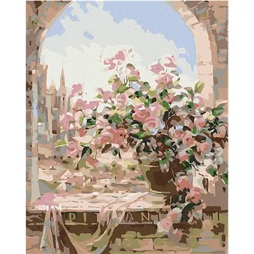 Diamondi - Diamantové malování - KVĚTINY V OKNĚ, 40x50 cm, bez rámu a bez vypnutí plátna (603748A)