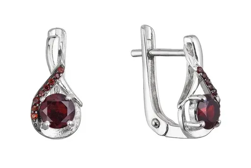 Evolution Group - Pavona Visací stříbrné náušnice s pravými granáty 11495.3