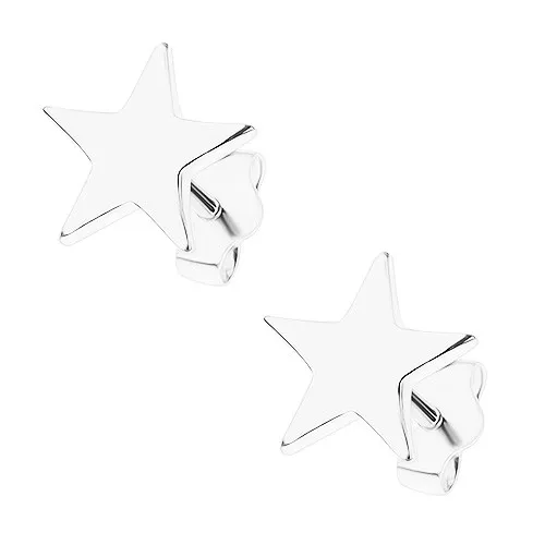 Stříbrné 925 náušnice, souměrná hvězda, lesklý povrch, puzetky