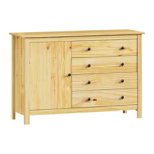 Komoda 1 dveře + 4 zásuvky TORINO kovové úchytky