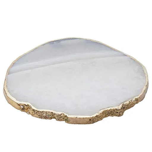 CRYSTAL Podtácek z drahých kamenů 10 cm - bílá