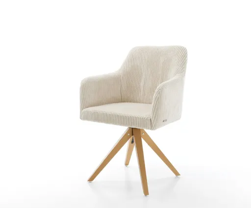 Otočná židle Greg-Flex dřevěná podnož hranatá manšestr béžová