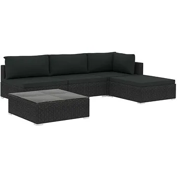 5dílná zahradní sedací souprava s poduškami polyratan černá 46784 46784 (46784)