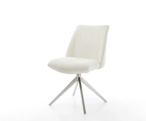 Otočná židle Elso-Flex Bouclé Bílý křížový rám široký Nerezová