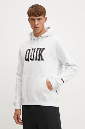 Mikina Quiksilver Griffin Hoodie pánská, šedá barva, s kapucí, s potiskem, AQYFT03407