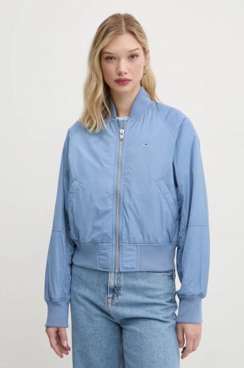 Bomber bunda Tommy Jeans modrá barva, přechodná, oversize, DW0DW19316