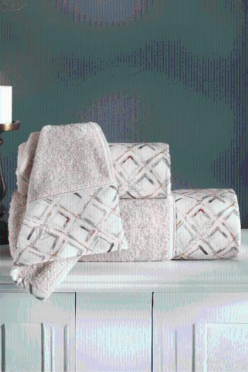 Dárková sada ručníků a osušky BAILEY, 3 ks Světle béžová Sada (malý ručník 30x50cm, ručník 50x100cm, osuška 75x150cm)