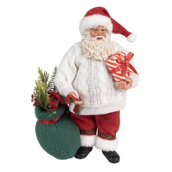 Vánoční dekorace taťka Santa Claus ve svetříku s dárky - 18*13*27 cm 65599