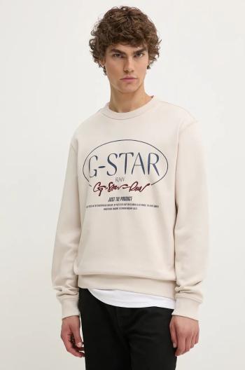 Mikina G-Star Raw pánská, béžová barva, s potiskem, D25100-D257