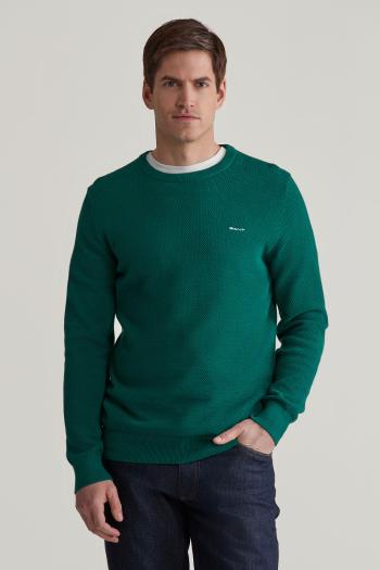 SVETR GANT COTTON PIQUE C-NECK DEEP FOREST GREEN