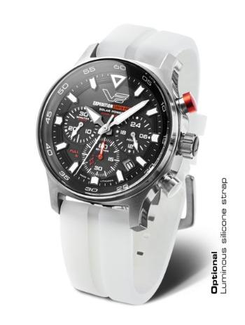 Vostok Europe Expedition South Pole Solar Power Chronograph VR42-592A761S - Bílý silikonový řemínek (luminiscenční)