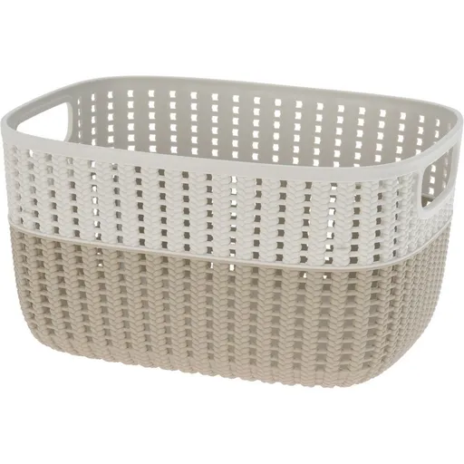 Plastový košík Duo, krémová, 28,6 x 21,8 x 15,1 cm