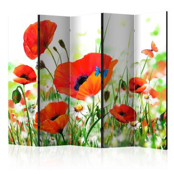 Paraván Country poppies Dekorhome 225x172 cm (5-dílný)