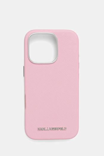 Puzdro na mobil Karl Lagerfeld iPhone 16 Pro ružová farba, KLHMP16LPSAFWMCP