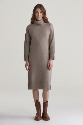 RUHA GANT HERRINGBONE DETAIL ROLLNECK DRESS WARM GREY