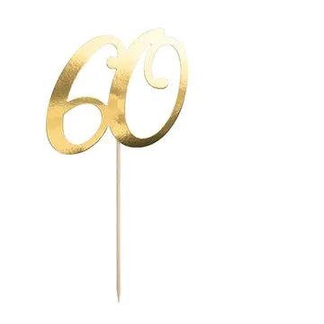 Dekorace na dort - 60 - narozeniny - happy birthday - zlatá - 20,5 cm (5900779172647)