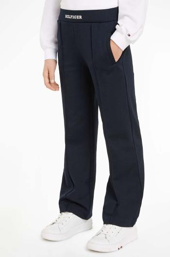 Dětské kalhoty Tommy Hilfiger MONOTYPE PUNTO WIDE PANT tmavomodrá barva, hladké, KG0KG08083