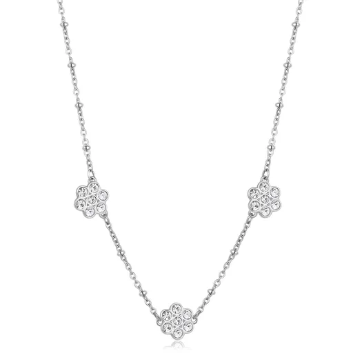 S'Agapõ Slušivý ocelový náhrdelník s květinami Aurora SAR42